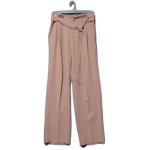 Kori America pants Women Large blush pink paperbag trousers tie belt pleat front
